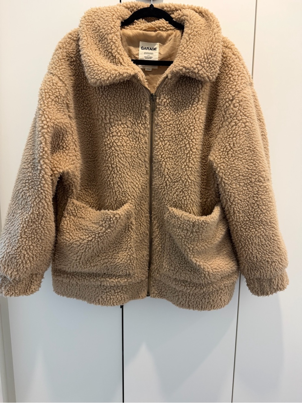Garage Tan Teddy Sherpa Zip-Up Jacket